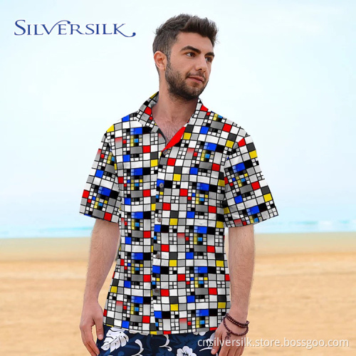 Casual Colorful Summer Short Printing Men Shirt Vietnam